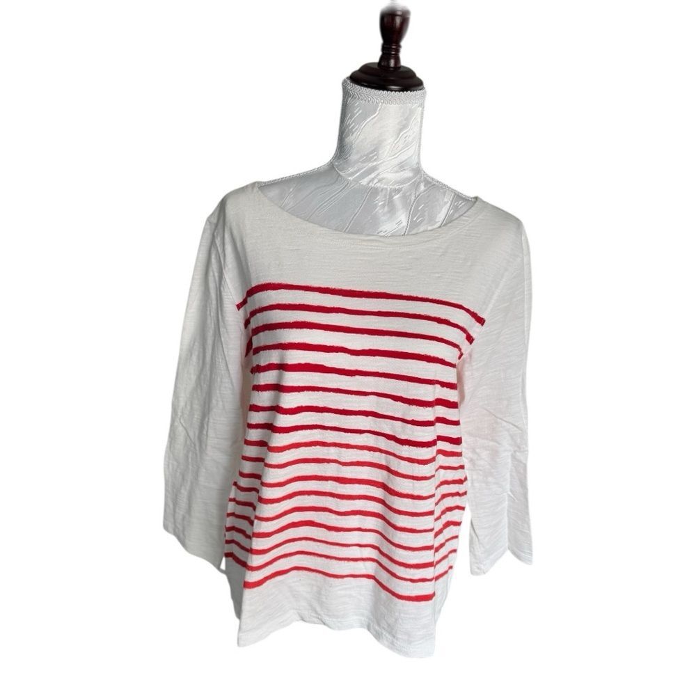 Lilla P Striped Red and White Women's Top